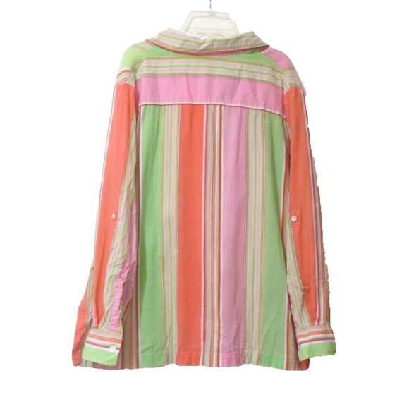 SALE  JONES NEW YORK Plus Size Striped Cotton Blouse - Picture 2 of 3